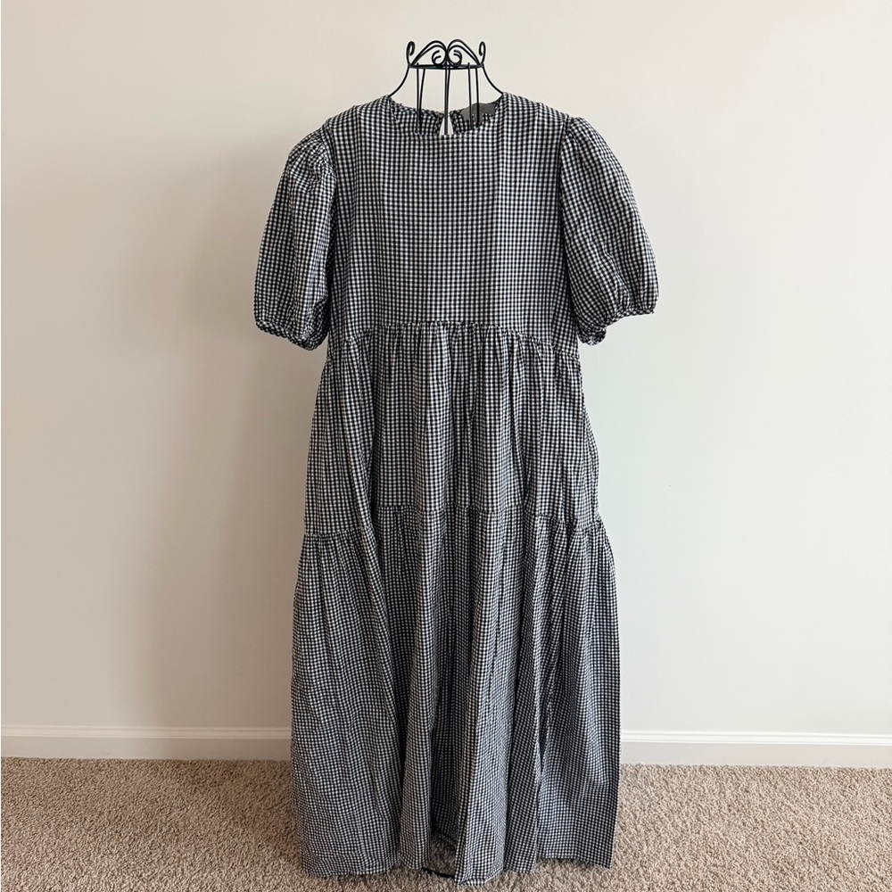 Eri & Ali Black and White Gingham Maxi Dress
